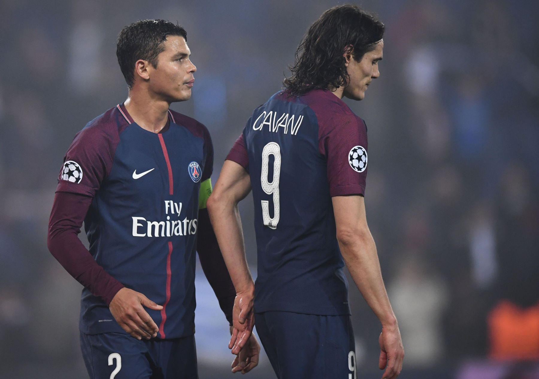 Thiago Silva and Edinson Cavani