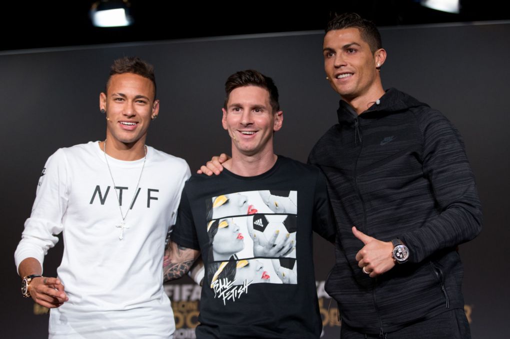Neymar and Lionel Messi and Cristiano Ronaldo