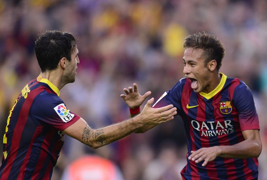 Neymar and Cesc Fabregas