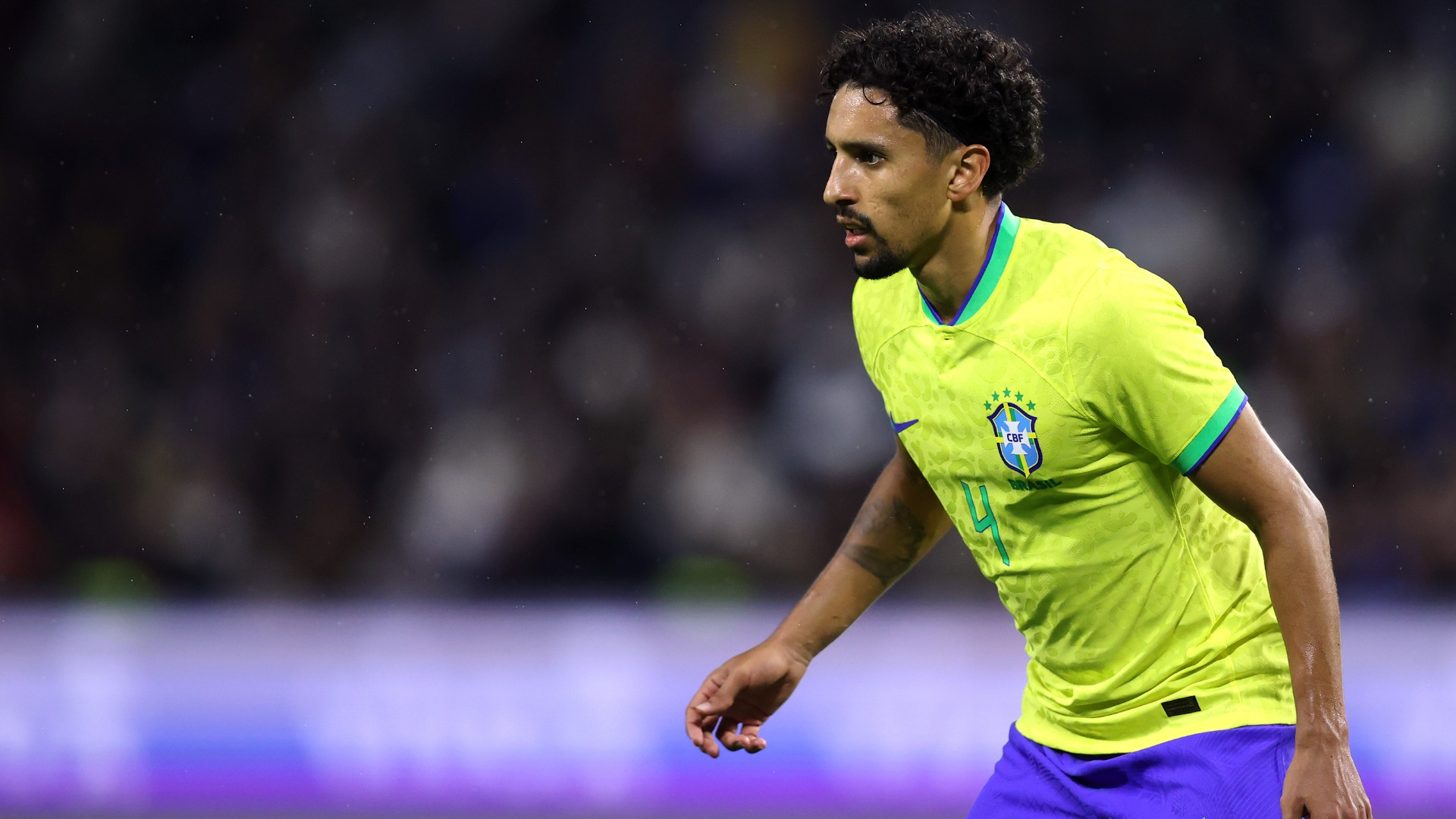 Marquinhos #4 Brazil National Team 2022 Qatar World Cup Away Men