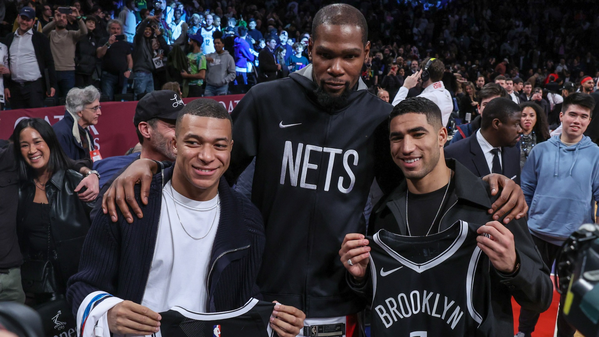 Watch Mbappe, Hakimi Go Into Locker Room to Congratulate Nets on Win