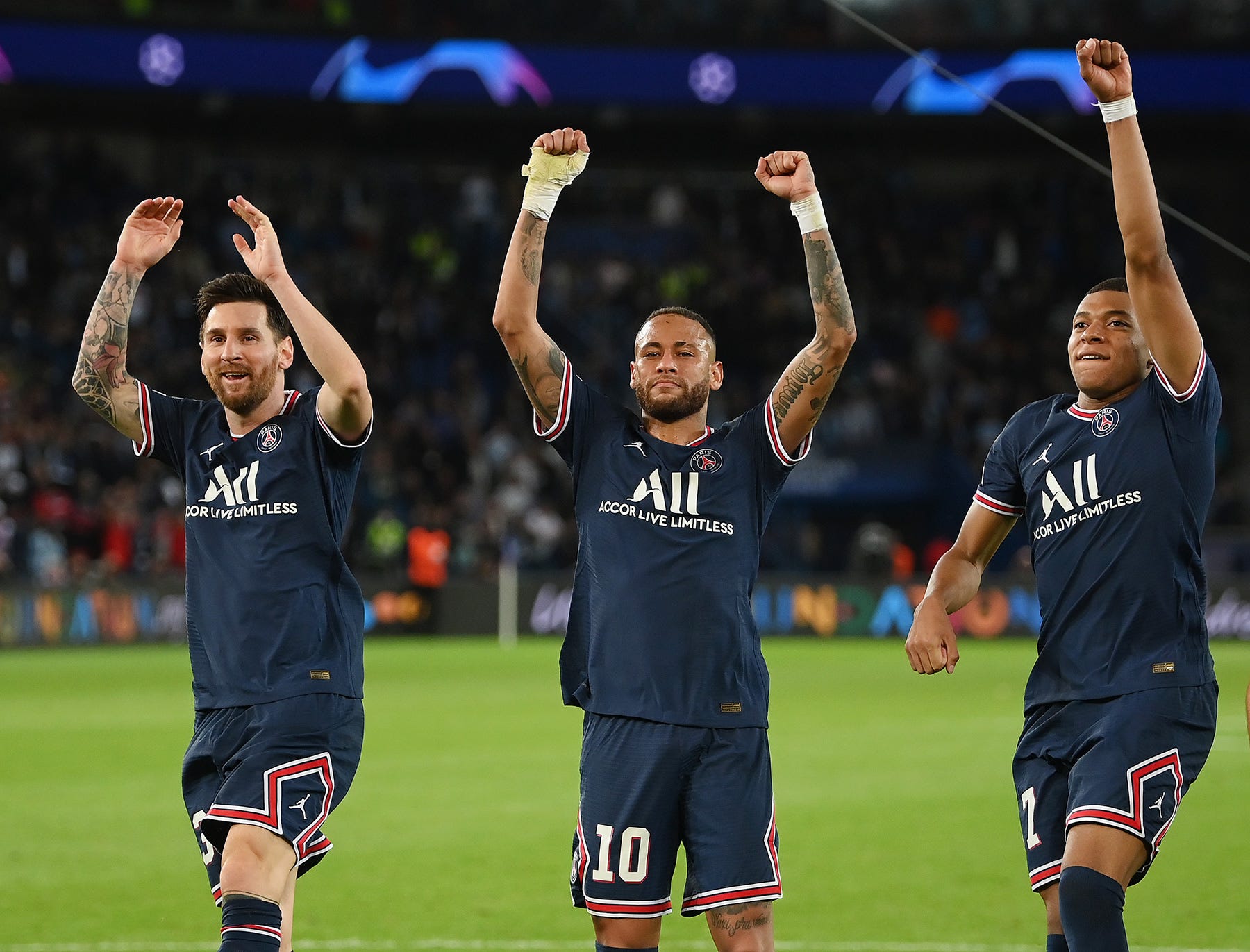 Lionel Messi, Neymar y Kylian Mbappe