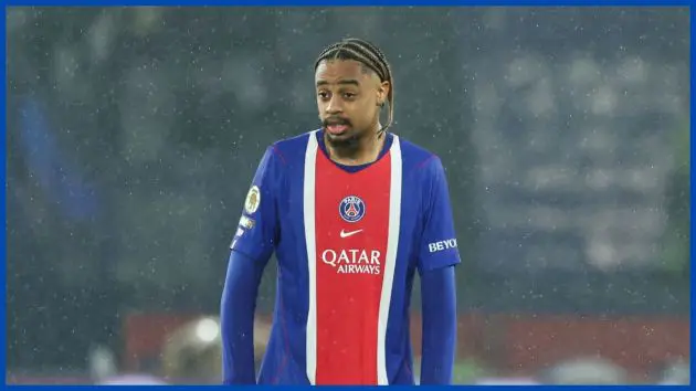 Bradley Barcola playing for PSG.