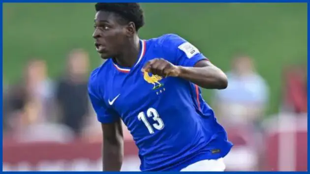 Emmanuel Mbemba playing for France.