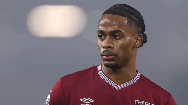 Crysencio Summerville playing for West Ham.